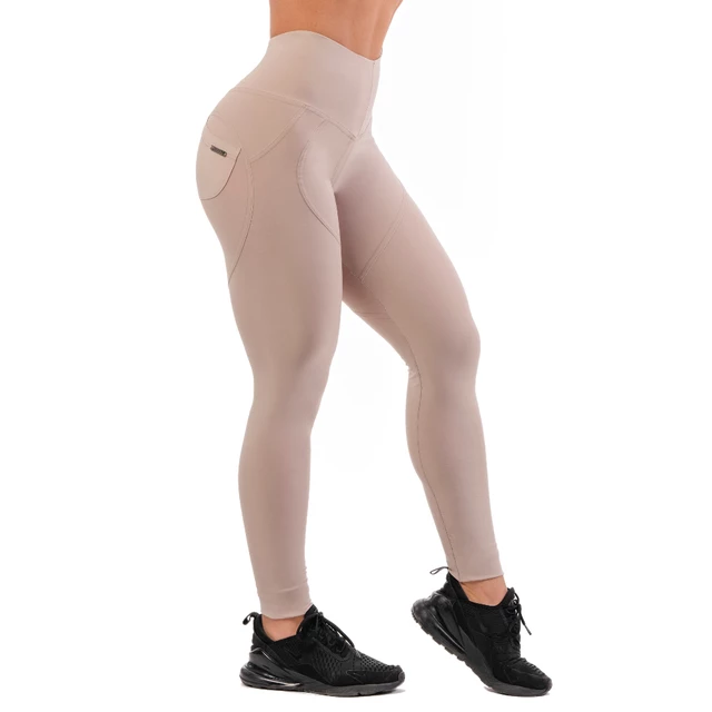 Női leggings magas derékkal Nebbia Lifting Effect Bubble Butt 587 - fekete - Krémszínű