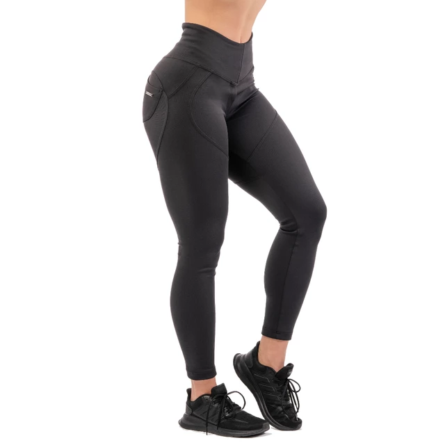 Női leggings magas derékkal Nebbia Lifting Effect Bubble Butt 587 - Krémszínű - fekete