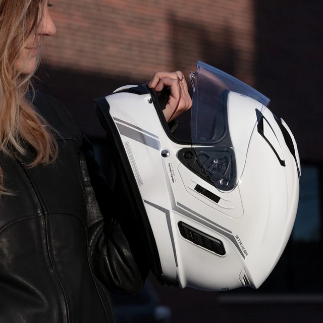 Moto prilba SENA Stryker s integrovaným Mesh headsetom Shine White - lesklá biela