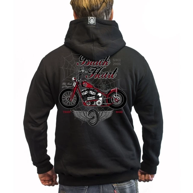 Bluza z kapturem motocyklowa BLACK HEART Red Baron Chopper - Czarny