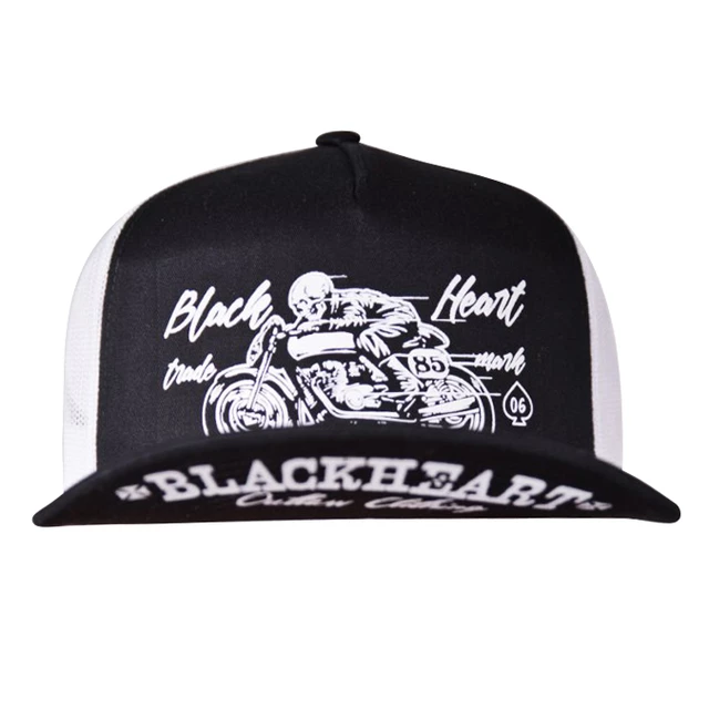 Snapback Hat BLACK HEART Vintage Evil Trucker - White