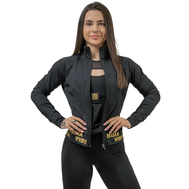 Women’s Full Zip Sweatshirt Nebbia INTENSE Warm-Up 833 - Black/Gold - Black/Gold