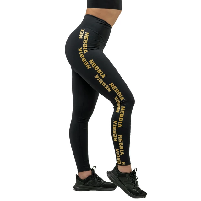 Hochtaillierte Damen-Leggings Nebbia INTENSE Iconic 834 - Schwarz/Gold