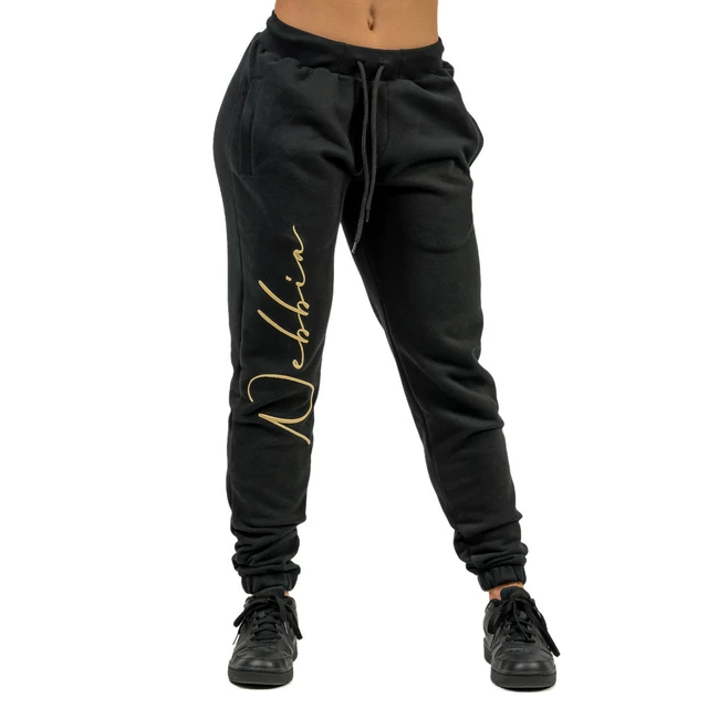 Damskie luźne spodnie dresowe Nebbia INTENSE Signature 846 - Black/Gold - Black/Gold