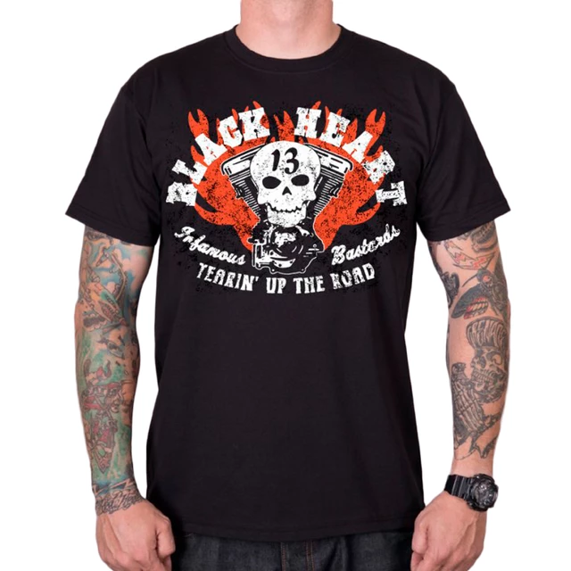 T-shirt koszulka BLACK HEART Flathead Skull - Czarny - Czarny