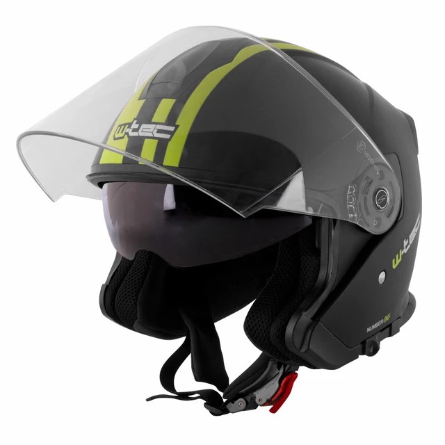 Moto helma W-TEC V586 - bílá perleť - černo-zelená