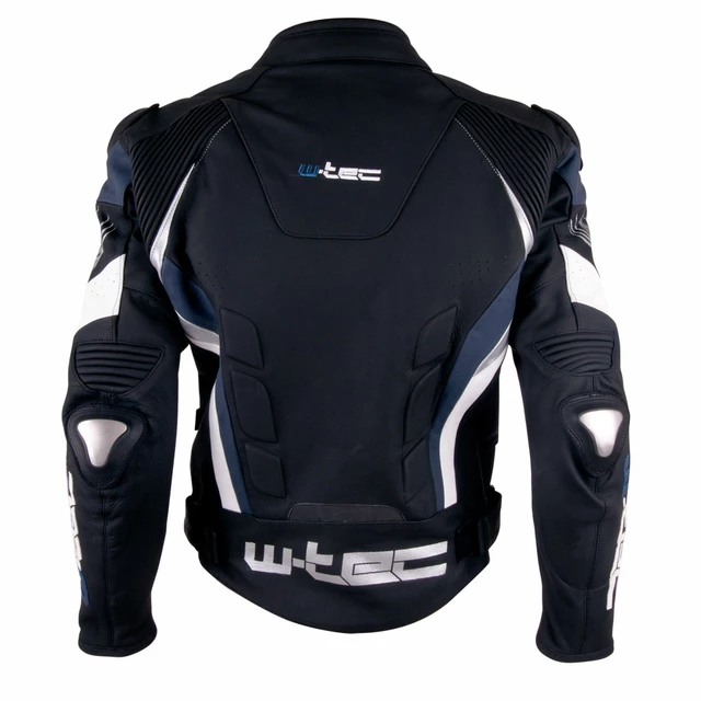 Pánská kožená moto bunda W-TEC Velocity - černo-modrá