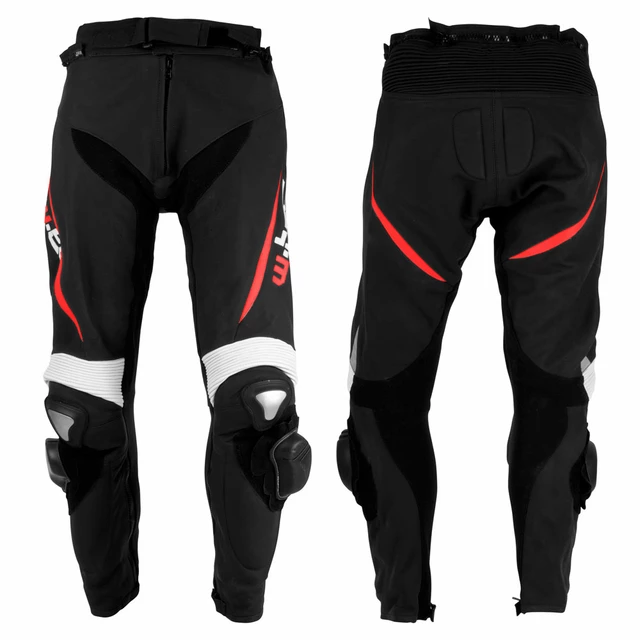 Męskie motocyklowe spodnie skórzane W-TEC Vector - Czarno-czerwony