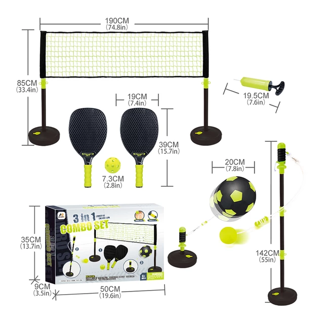 Zestaw gier 3w1 pickleball, tetherball, kickball inSPORTline CS190