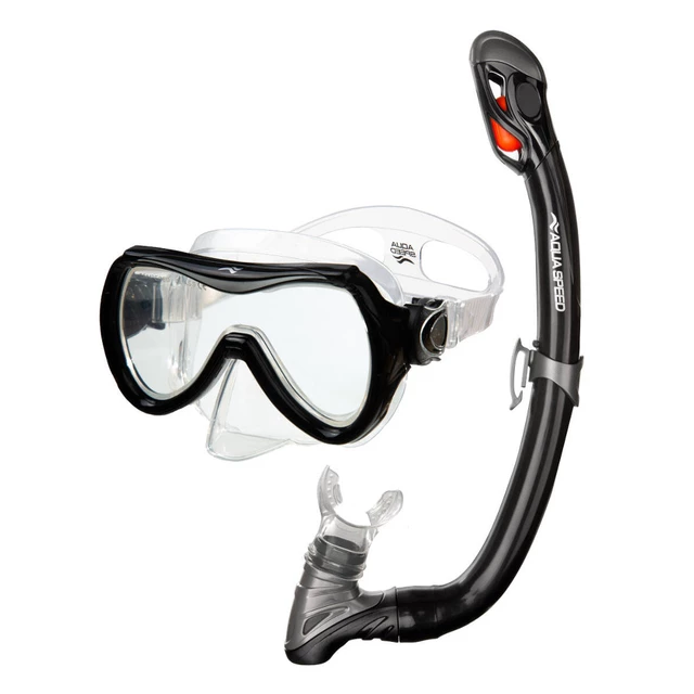 Snorkeling szett Aqua Speed Alize+Samos - Fekete/Ezüst - Fekete/Ezüst
