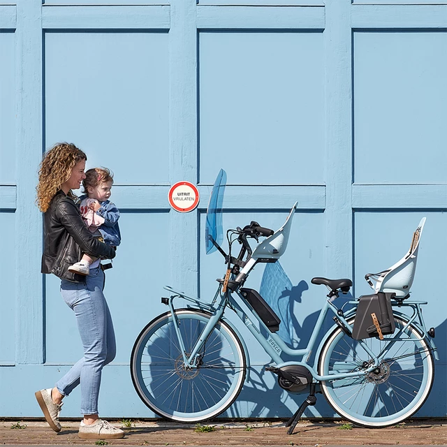 Zadná sedačka na bicykel s adaptérom a nosičom na sedlovku Urban Iki - Fuji modrá/Bincho čierna