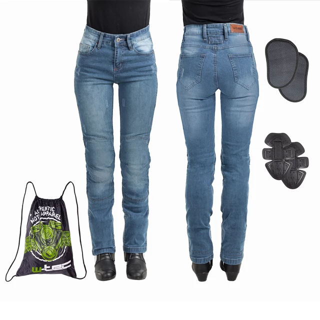 Damskie jeansowe spodnie motocyklowe W-TEC Panimali - Niebieski - Niebieski