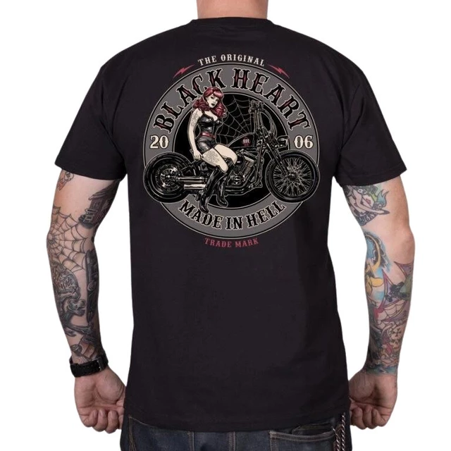 Koszulka motocyklowa T-shirt BLACK HEART Ember - Czarny