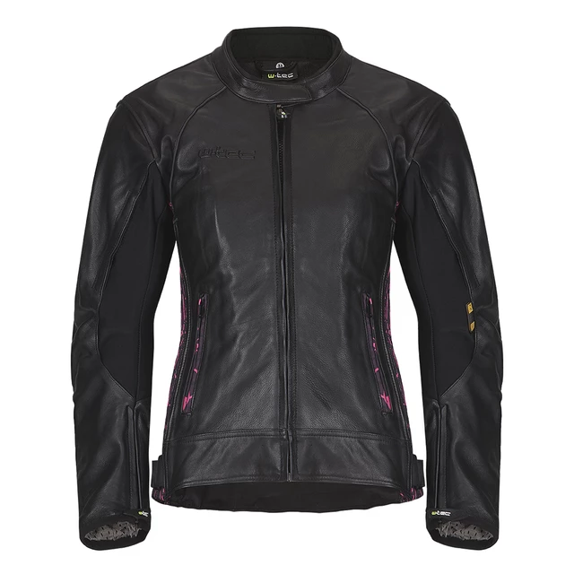 Női bőr motoros kabát W-TEC Caronina - fekete-rózsaszín - fekete-rózsaszín