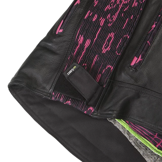 Női bőr motoros kabát W-TEC Caronina - fekete-rózsaszín