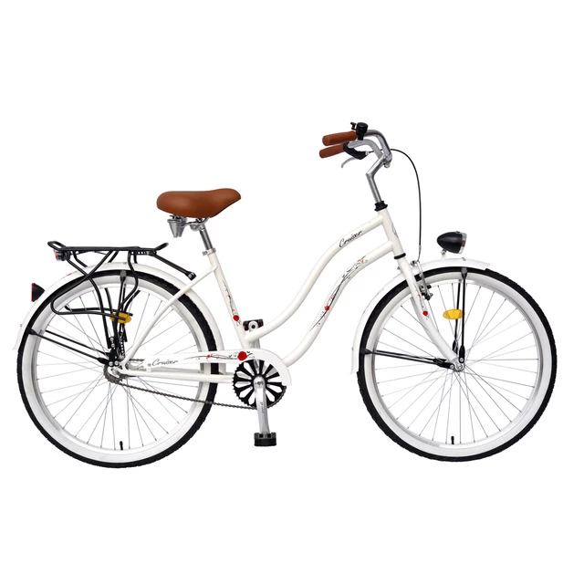 Dámsky mestský bicykel DHS Cruiser 2602 - model 2014 - krémovo žltá - biela