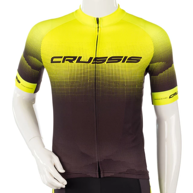 Cyklistický dres s krátkym rukávom Crussis CSW-056 - čierna-fluo žltá - čierna-fluo žltá