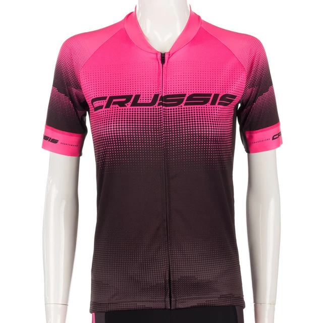 Dámský cyklistický dres s krátkým rukávem Crussis CSW-057 - černo-růžová - černo-růžová