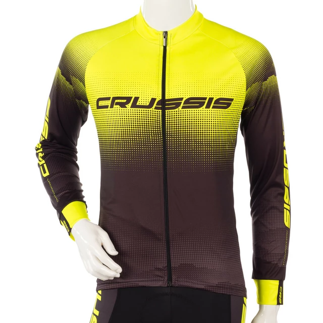 Cyklistický dres s dlhým rukávom Crussis CSW-060 - čierna-fluo žltá - čierna-fluo žltá