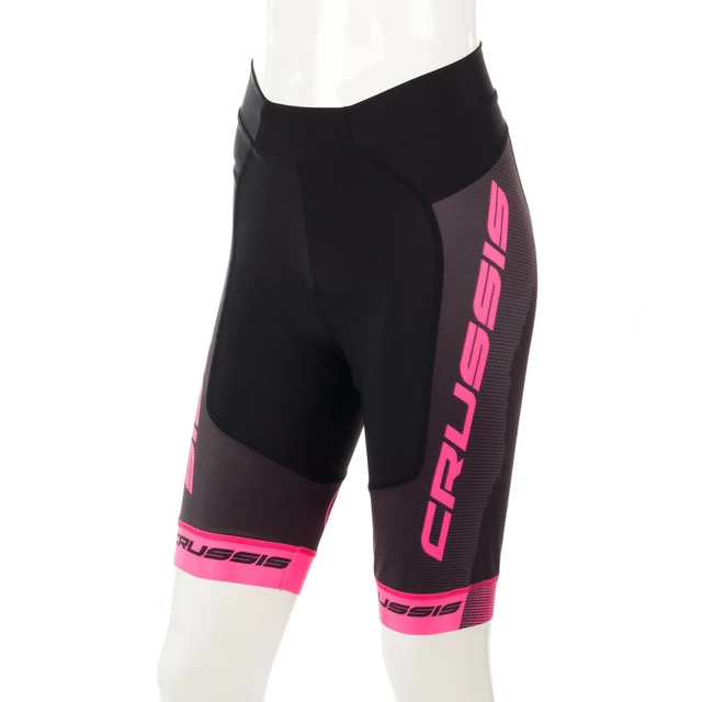 Női kerékpáros rövidnadrág Crussis CSW-069 - fekete-rózsaszín - fekete-rózsaszín