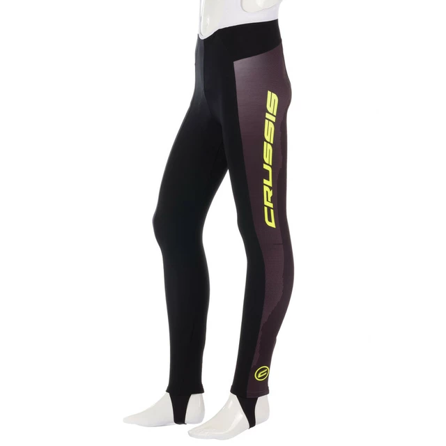 Męskie spodnie kolarskie z szelkami Crussis CSW-072 - Czarno-żółty - Czarno-żółty