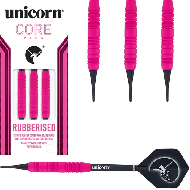 Dart nyíl Unicorn Core Plus Rubberised Brass Pink 3 db