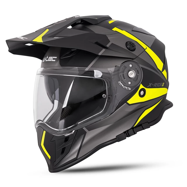 Moto prilba W-TEC Valso Graphic - bielo-červeno-modrá - čierno-šedo-fluo