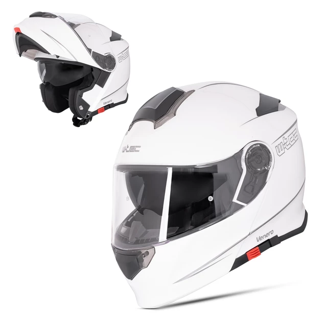 Flip-Up Motorcycle Helmet W-TEC Venero - Glossy Black-Neon Yellow - Glossy White