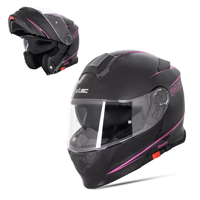 W-TEC Venero Klapphelm - Magic Matt Black - Rosanero