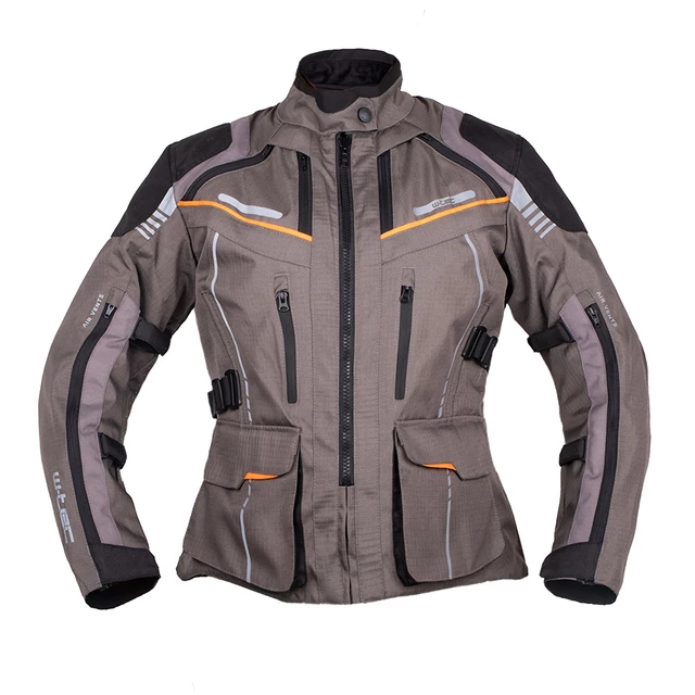 W-TEC Smackton Lady Damen Touring Moto Jacke - schwarz-grün - grau-orange