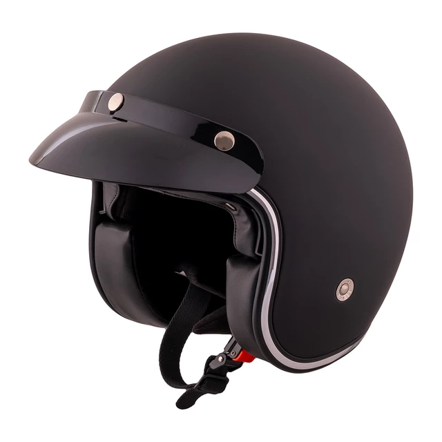 Kask motocyklowy otwarty chopper W-TEC CRUISER z osłoną przeciwsłoneczną - Czarny błyszczący - Matt.czarny