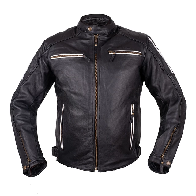 Leather Motorcycle Jacket W-TEC Helsin - Black-White