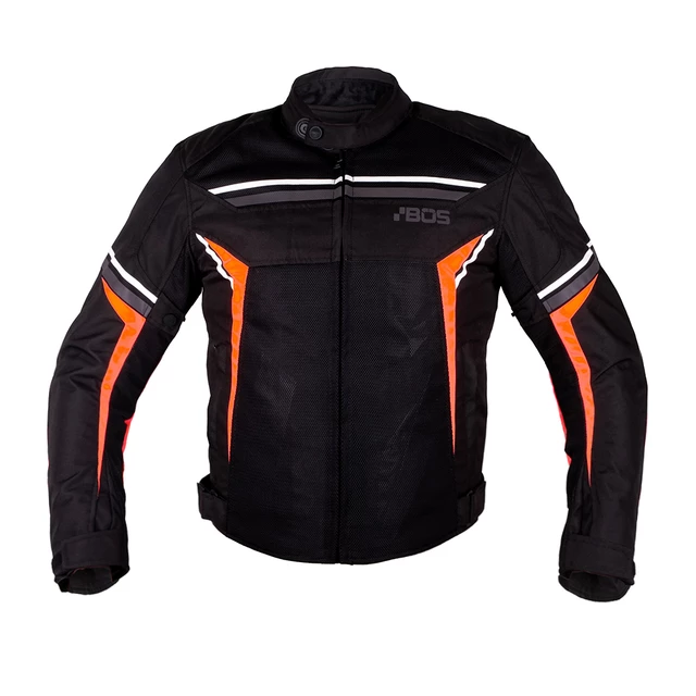 Men’s Motorcycle Jacket BOS Laganas - Full Black - Black/Orange