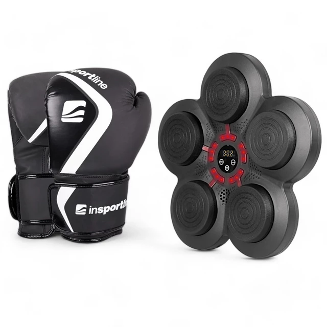 Wall-Mounted Electronic Punching Target inSPORTline Smartpunch + Boxing Gloves inSPORTline Shormag - Black