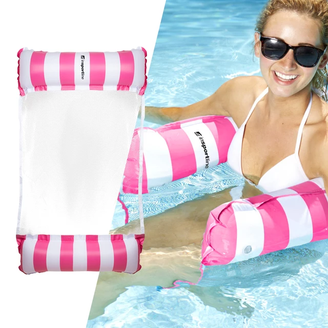 Pompowany materac leżak basenowy inSPORTline WaveBed - Różowy - Różowy