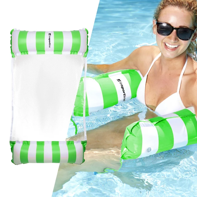 Pompowany materac leżak basenowy inSPORTline WaveBed - Zielony - Zielony