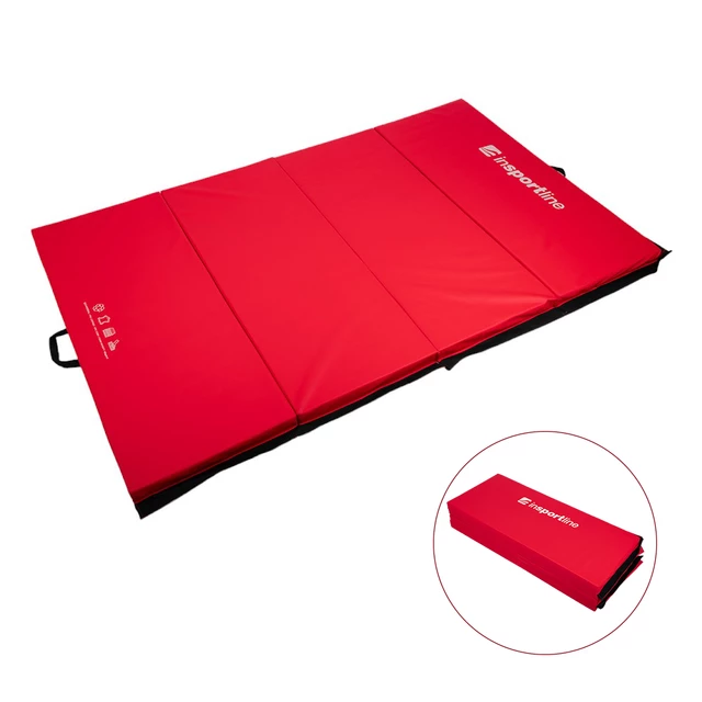 Składany materac gimnastyczny mata inSPORTline Kvadfold 200x120x5 cm - Czarny - Czerwony
