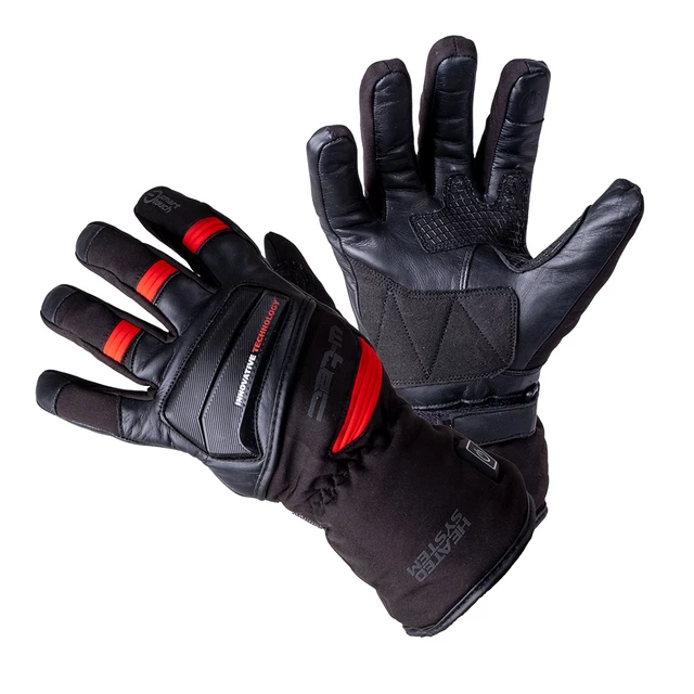 Ogrevane motoristične in smučarske rokavice W-TEC HEATamo - črna-rdeča - črna-rdeča