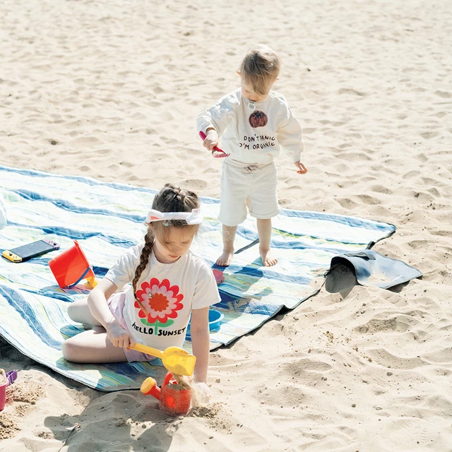 Koc piknikowy mata plażowa inSPORTline Livetino 300x200 cm - noc hibiskusowa