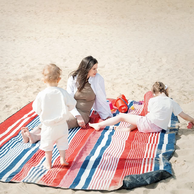 Koc piknikowy mata plażowa inSPORTline Livetino 300x200 cm - noc hibiskusowa