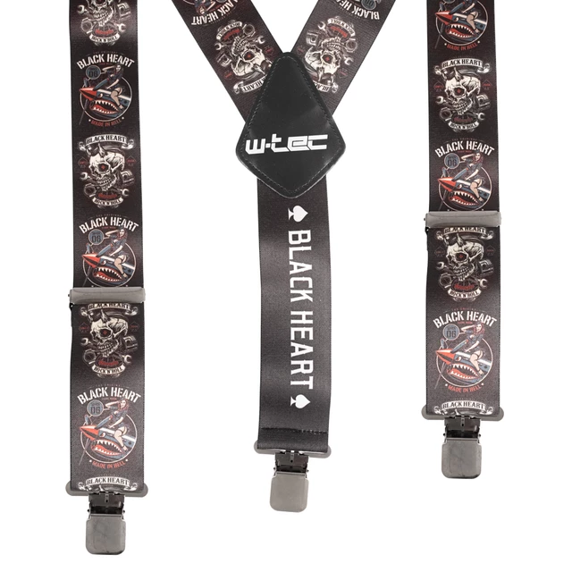 Suspenders W-TEC Black Heart - Cross Skull - Warhawk