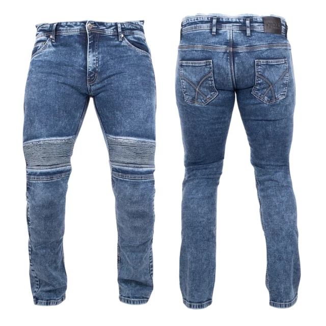 Pánske moto jeansy BOS Micas - Gray - Acid Blue