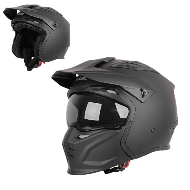 Modular Motorcycle Helmet W-TEC Badalone - Matte Black - Matte Black