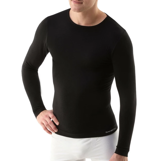 Men’s Long Sleeved T-Shirt EcoBamboo - White - Black