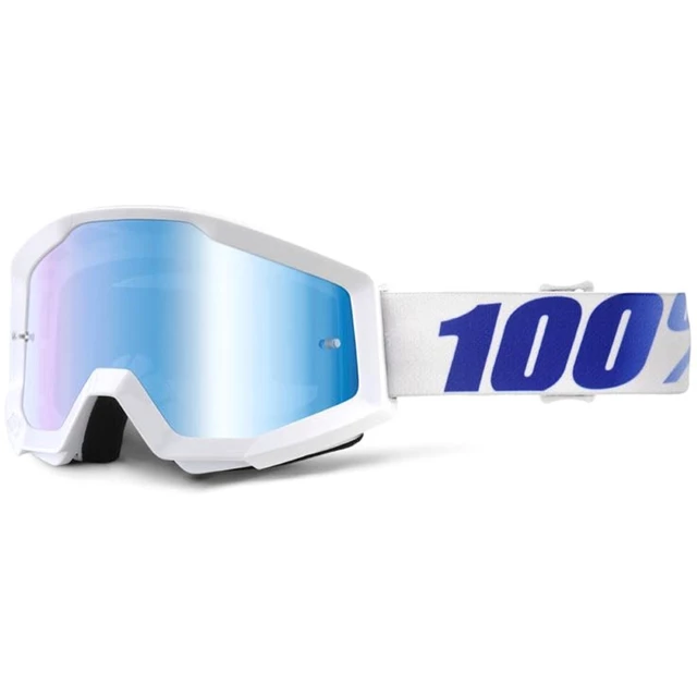 100% Strata Motocross Brille - Hope blau, blauer chrom Visiers mit Stifte für Slides