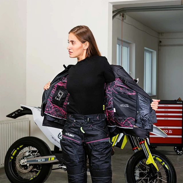 Dámské moto kalhoty W-TEC Propant Lady - černo-růžová