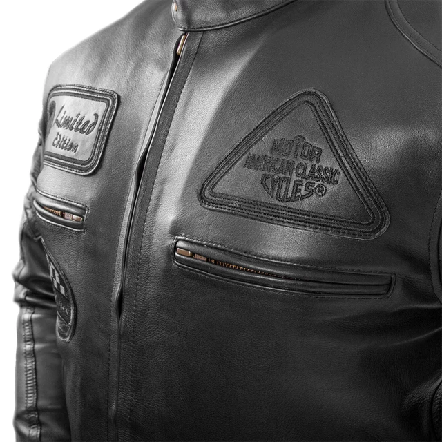Men’s Leather Motorcycle Jacket W-TEC Urban Noir - Black
