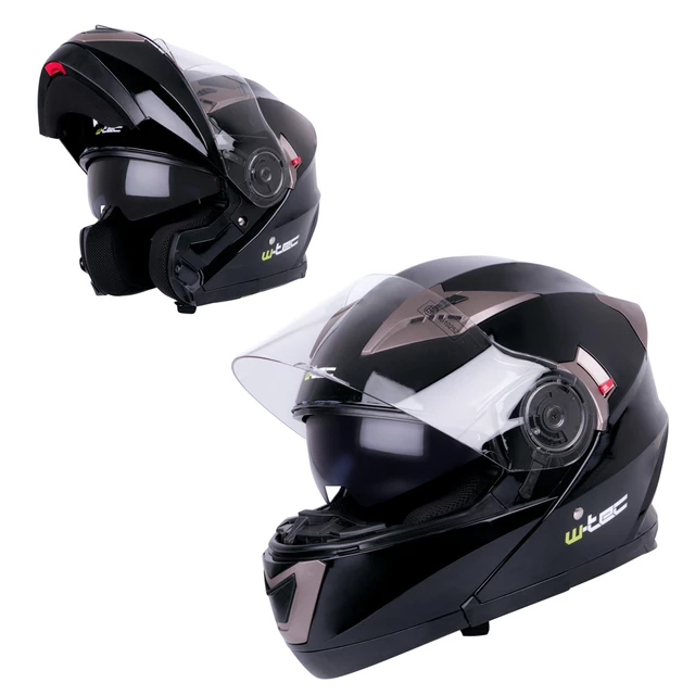 Kask motocyklowy szczękowy z blendą W-TEC YM-925 - Brązowo-czarny