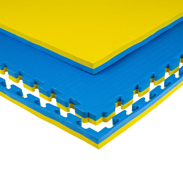Puzzle tatami szőnyeg inSPORTline Malmeida 100x100x4 cm - fekete-szürke - kék-sárga