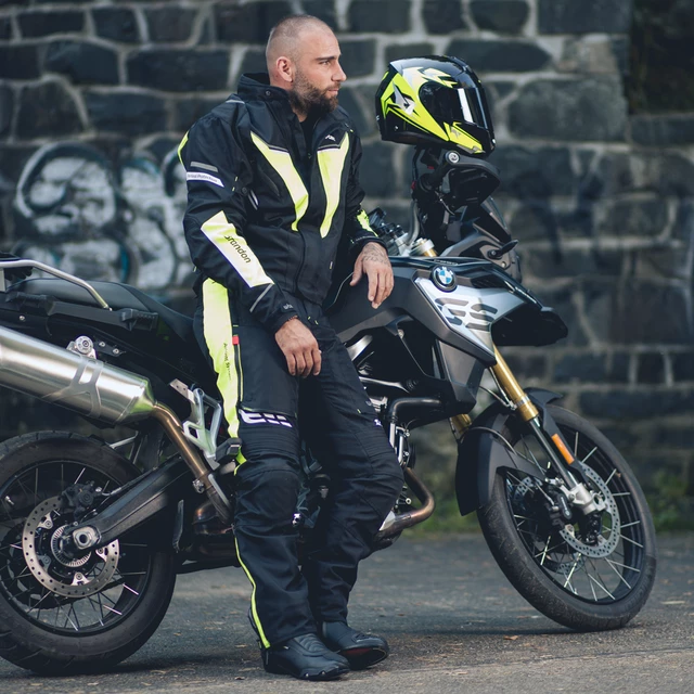 Férfi motorkerékpáros nadrág W-TEC Spirital - fekete-fluor sárga
